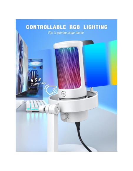 Micrófono USB Gaming FIFINE A8+BM63 con Brazo Metal Blanco Micrófono USB Gaming FIFINE A8+BM63 con Brazo Metal Blanco