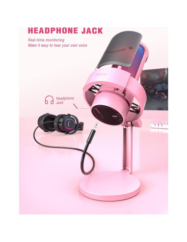 Micrófono USB FIFINE A8P con Soporte de Brazo y RGB