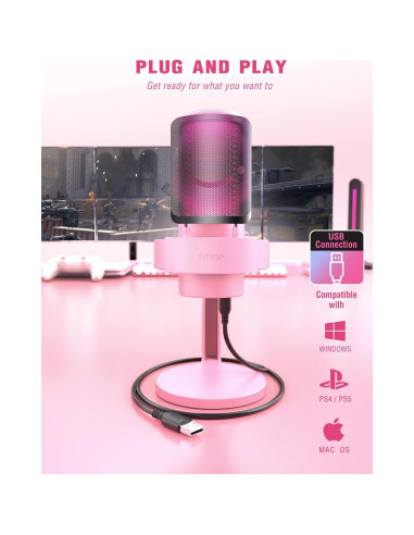 Micrófono USB FIFINE A8P con Soporte de Brazo y RGB