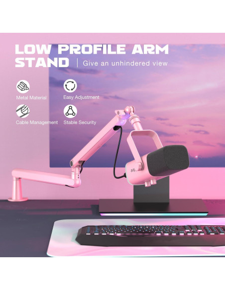 Micrófono USB FIFINE A8P con Soporte de Brazo y RGB Micrófono USB FIFINE A8P con Soporte de Brazo y RGB