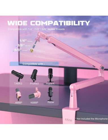 Micrófono USB FIFINE A8P con Soporte de Brazo y RGB