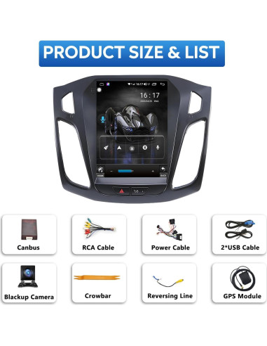 Estéreo de Coche Android 13 Fortdows 10.4" 4GB+32GB para Ford Focus 2012-2018