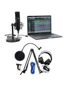 Micrófono USB Rockville Solo-Cast Pro 24bit 192kHz con Accesorios