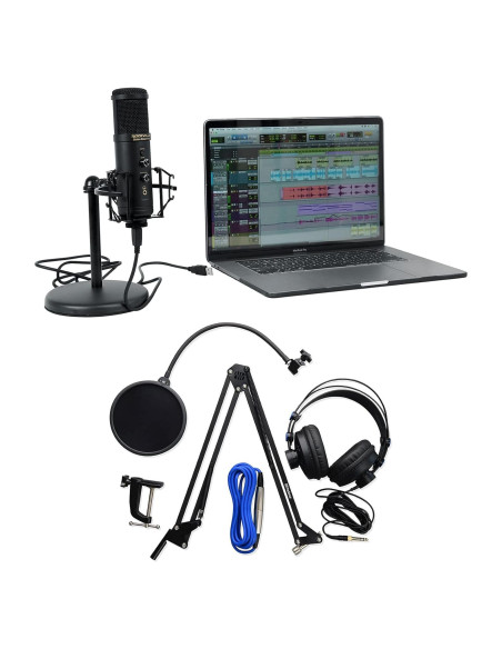 Micrófono USB Rockville Solo-Cast Pro 24bit 192kHz con Accesorios Micrófono USB Rockville Solo-Cast Pro 24bit 192kHz con Accesorios