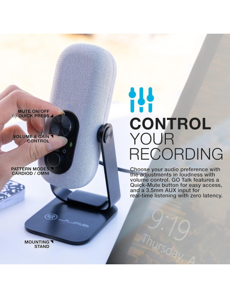 Micrófono USB JLab GO Talk para Juegos y Streaming, Blanco, Cardioide y Omni, 96kHz Micrófono USB JLab GO Talk para Juegos y Streaming, Blanco, Cardioide y Omni, 96kHz