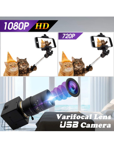Cámara USB HD 1080P Hotpet 2MP Lente Varifocal 5-50mm