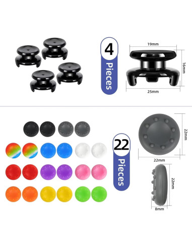 Agarres de Controlador PS5/PS4 Gepicest - 2 Pares Joystick