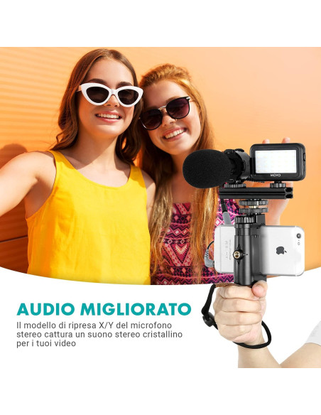 Kit de Vlogging Movo V7+ para iPhone y Samsung con Micrófono y Luz LED Kit de Vlogging Movo V7+ para iPhone y Samsung con Micrófono y Luz LED