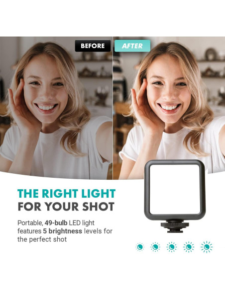 Kit de Vlogging Movo iVlogEK para iPhone - Micrófono y Luz LED Kit de Vlogging Movo iVlogEK para iPhone - Micrófono y Luz LED