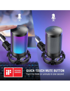 Micrófono USB para Gaming FIFINE A6T+U1 con Filtro Antipop y RGB 2