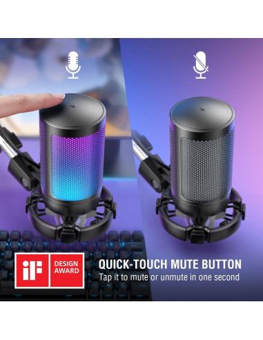 Micrófono USB para Gaming FIFINE A6T+U1 con Filtro Antipop y RGB