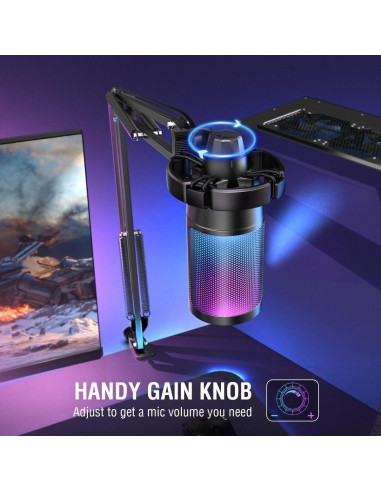 Micrófono USB para Gaming FIFINE A6T+U1 con Filtro Antipop y RGB