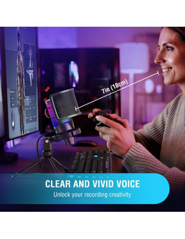 Micrófono USB para Gaming FIFINE A6T+U1 con Filtro Antipop y RGB