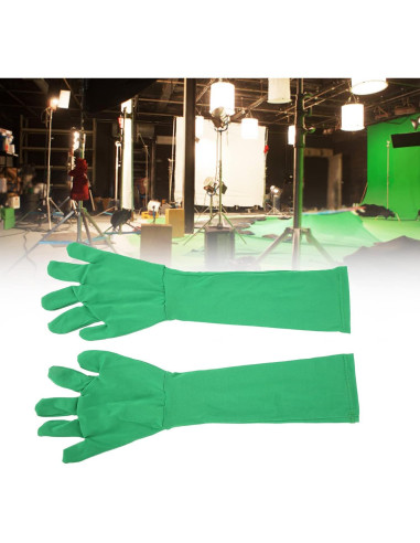 Guantes de Pantalla Verde Chromakey 2 Piezas Seda de Leche