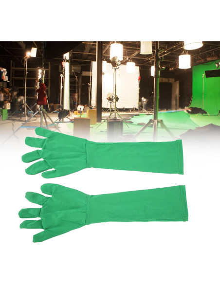 Guantes de Pantalla Verde Chromakey 2 Piezas Seda de Leche Guantes de Pantalla Verde Chromakey 2 Piezas Seda de Leche