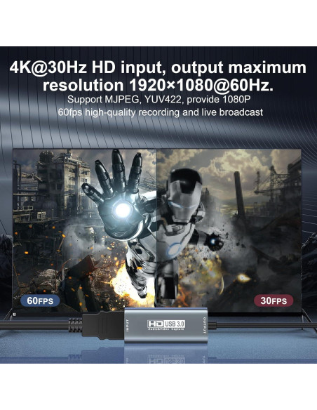 Tarjeta de Captura de Video GKEAPZA HDMI a USB 3.0 4K 1080P 60FPS Tarjeta de Captura de Video GKEAPZA HDMI a USB 3.0 4K 1080P 60FPS