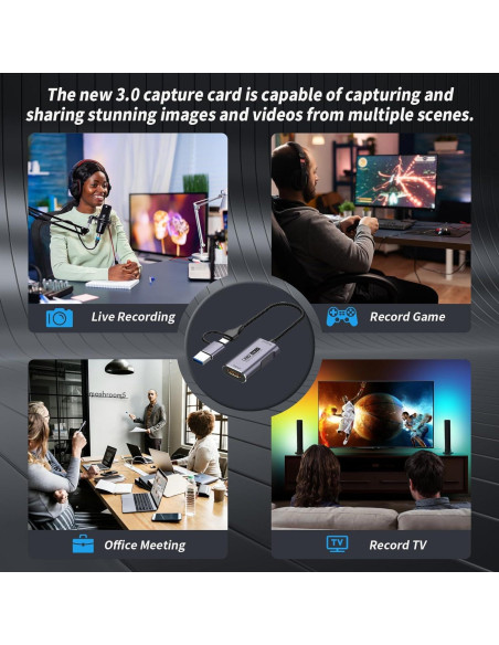 Tarjeta de Captura de Video GKEAPZA HDMI a USB 3.0 4K 1080P 60FPS Tarjeta de Captura de Video GKEAPZA HDMI a USB 3.0 4K 1080P 60FPS