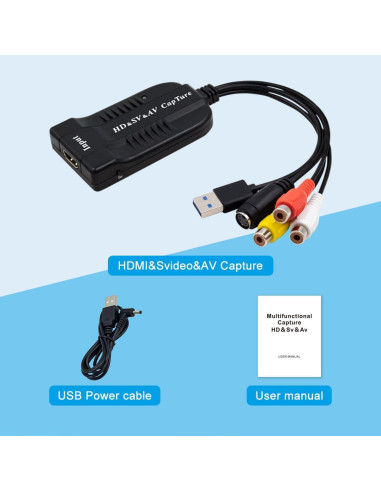 Tarjeta de Captura USB 2.0 HDSUNWSTD 4K HDMI AV S-Video