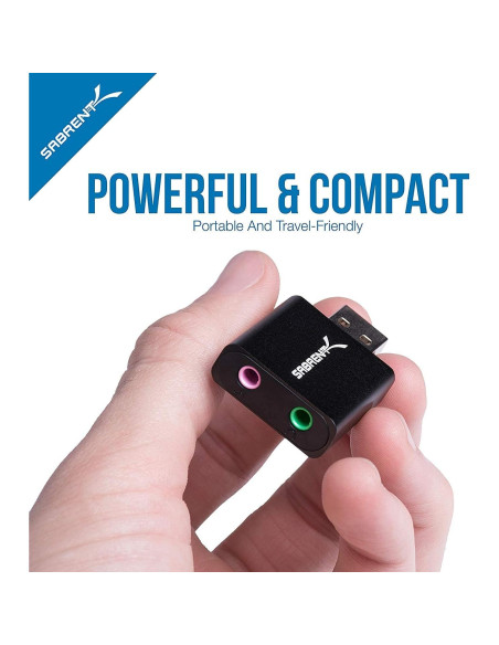 Adaptador de Sonido Estéreo USB Sabrent AU-EMCB 3D Plug and Play Adaptador de Sonido Estéreo USB Sabrent AU-EMCB 3D Plug and Play