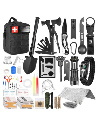 Kit de Supervivencia 149 Piezas FARTSY para Camping y Emergencias