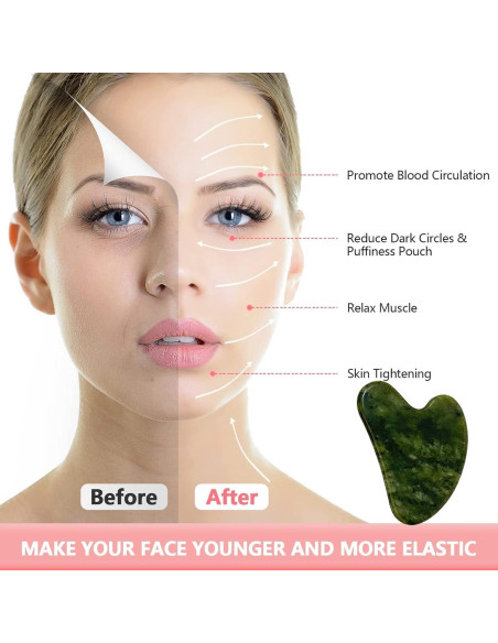 Gua Sha OXT de Jade Natural Verde Oscuro para Facial y Cuerpo Gua Sha OXT de Jade Natural Verde Oscuro para Facial y Cuerpo