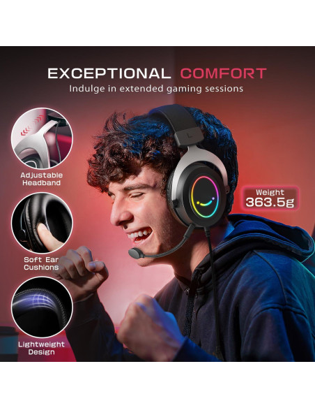Auriculares para Juegos FIFINE H3 RGB 50mm con Micrófono Auriculares para Juegos FIFINE H3 RGB 50mm con Micrófono