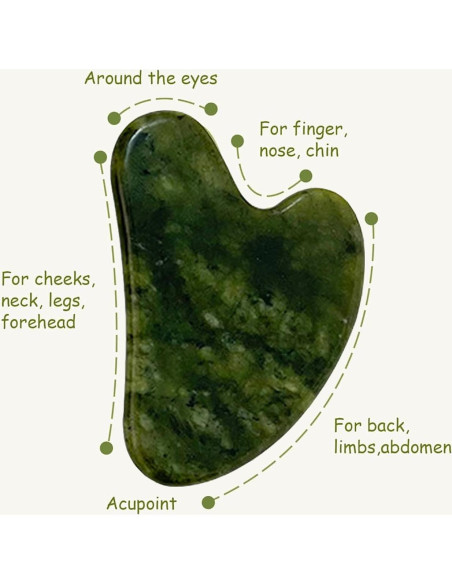 Gua Sha OXT de Jade Natural Verde Oscuro para Facial y Cuerpo Gua Sha OXT de Jade Natural Verde Oscuro para Facial y Cuerpo