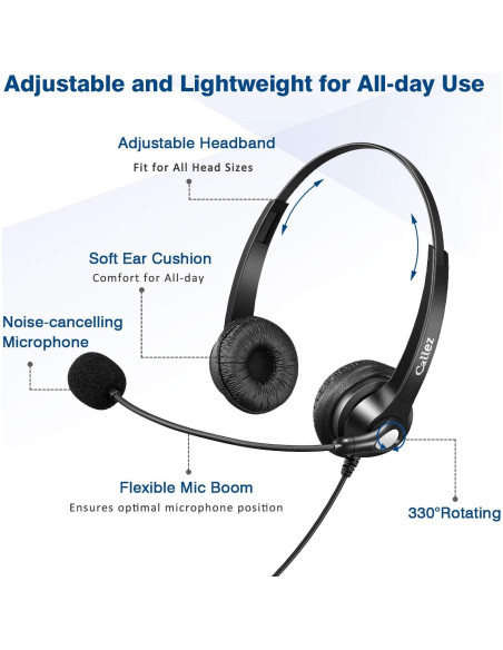 Auriculares USB Callez C502U con micrófono y cancelación de ruido Auriculares USB Callez C502U con micrófono y cancelación de ruido