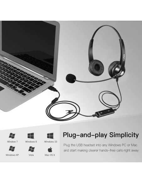 Auriculares USB Callez C502U con micrófono y cancelación de ruido Auriculares USB Callez C502U con micrófono y cancelación de ruido
