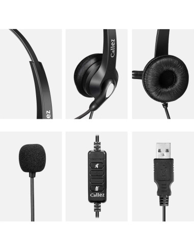 Auriculares USB Callez C502U con micrófono y cancelación de ruido