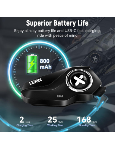Auriculares Bluetooth LEXIN G1 para Motocicleta IP67 Manos Libres