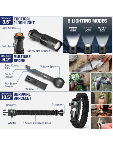 Kit de Supervivencia 149 Piezas FARTSY para Camping y Emergencias