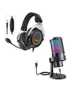 Micrófono USB FIFINE para Gaming + Auriculares Over-Ear 3.5mm