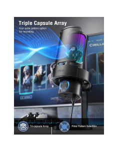 Micrófono USB FIFINE para Gaming + Auriculares Over-Ear 3.5mm 2