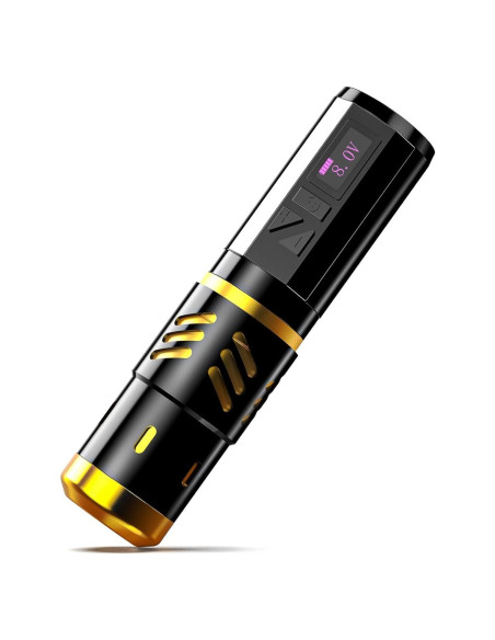 Pistola de Tatuaje Inalámbrica Wormhole Oro 2100mAh LED Pistola de Tatuaje Inalámbrica Wormhole Oro 2100mAh LED
