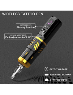 Pistola de Tatuaje Inalámbrica Wormhole Oro 2100mAh LED 2