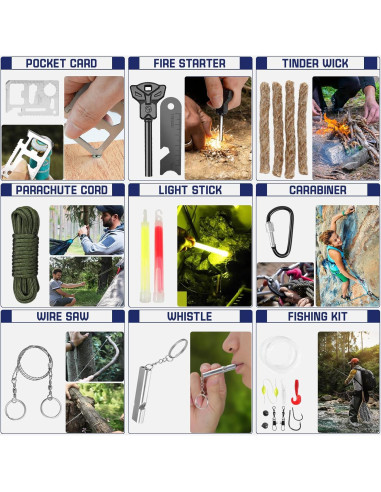 Kit de Supervivencia 149 Piezas FARTSY para Camping y Emergencias