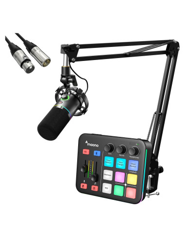Micrófono Dinámico USB MAONO PD200X con Mezclador para Streaming