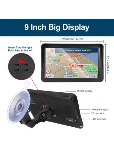 Navegador GPS Longruf T20 9" HD con Actualizaciones de Mapas