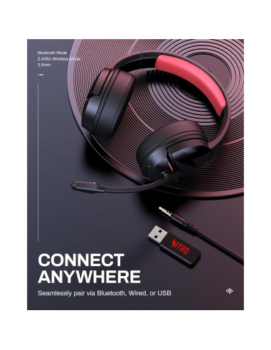 Auriculares Gaming Inalámbricos Acer Flex 2.4GHz 100H Batería