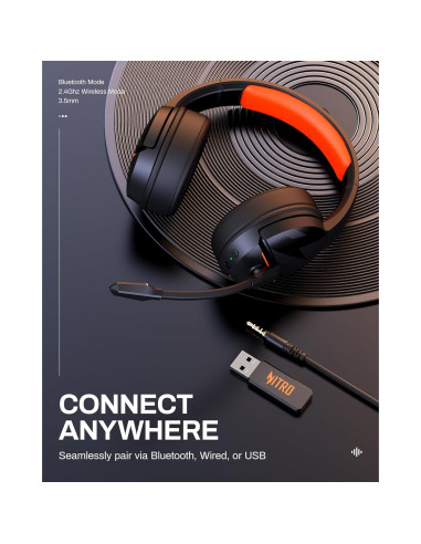 Auriculares Gaming Inalámbricos Acer Flex Rosa/Naranja 100H 50mm