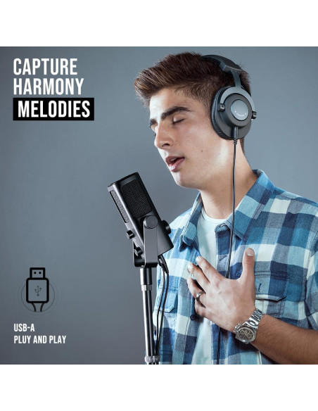Micrófono de Condensador USB FIFINE con Auriculares de Estudio Micrófono de Condensador USB FIFINE con Auriculares de Estudio