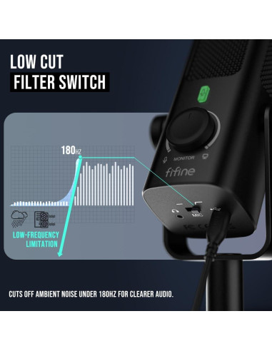 Micrófono de Condensador USB FIFINE con Auriculares de Estudio