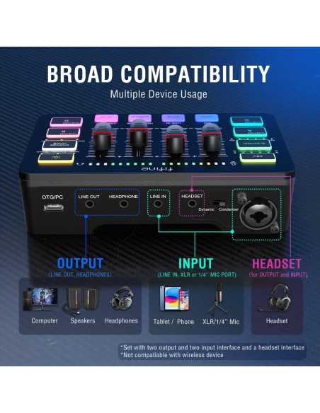 Mezclador de Audio Gaming FIFINE SC3, XLR, RGB, 48V Phantom Mezclador de Audio Gaming FIFINE SC3, XLR, RGB, 48V Phantom
