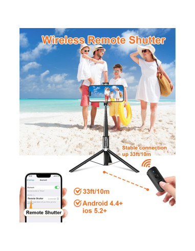 Selfie Stick Tripod Macrae 1.7m con Control Remoto Inalámbrico