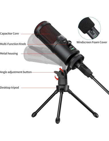 Micrófono USB OTHA 192kHz/24Bit con Trípode para PC