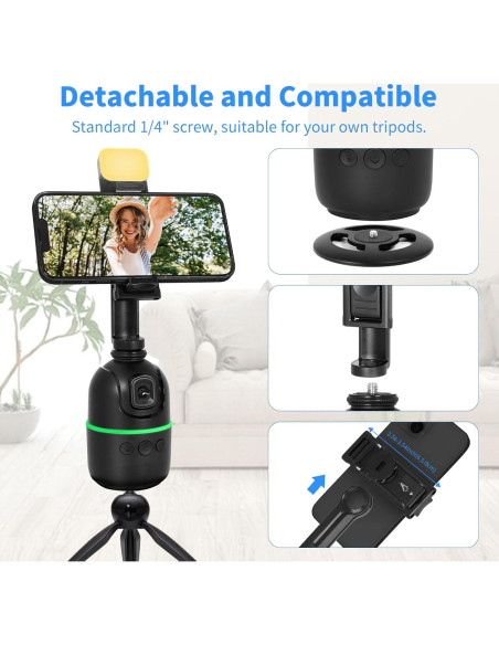Trípode Automático KozyOne con Seguimiento Facial 360 y Luz Trípode Automático KozyOne con Seguimiento Facial 360 y Luz
