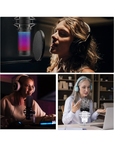 Kit 3 en 1 Filtro Pop HyperX Quadcast S + Pantalla Peluda + Funda Espuma