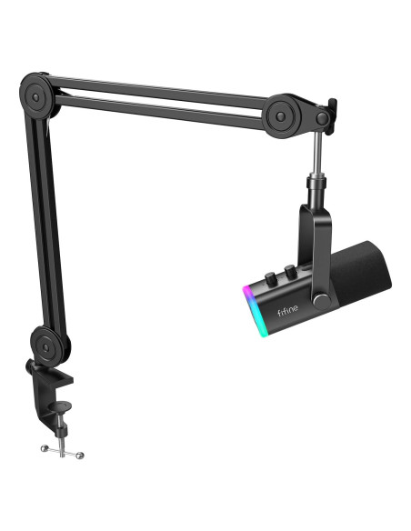 Micrófono XLR/USB FIFINE AM8+BM63 con Brazo Soporte y Luz RGB Micrófono XLR/USB FIFINE AM8+BM63 con Brazo Soporte y Luz RGB
