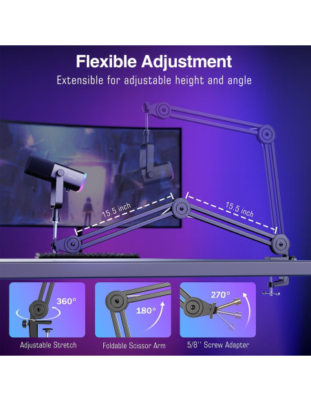 Micrófono XLR/USB FIFINE AM8+BM63 con Brazo Soporte y Luz RGB Micrófono XLR/USB FIFINE AM8+BM63 con Brazo Soporte y Luz RGB